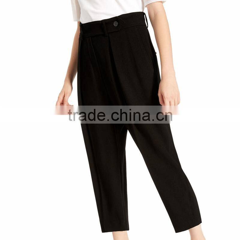 OEM big promotion wide leg black casual dress pants for ladies
