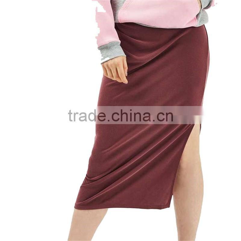 2017 OEM Spring Aubergine Calf Length Casual Loose Pencil Skirt