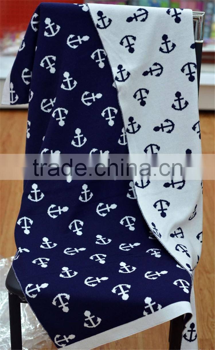 Navy style knit baby wool blanket