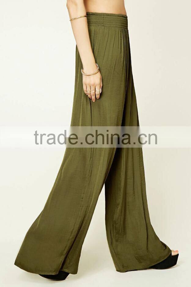 2017 China Spring Hot Selling Brand Quality Womens Wide Leg Crepe Chino Pants