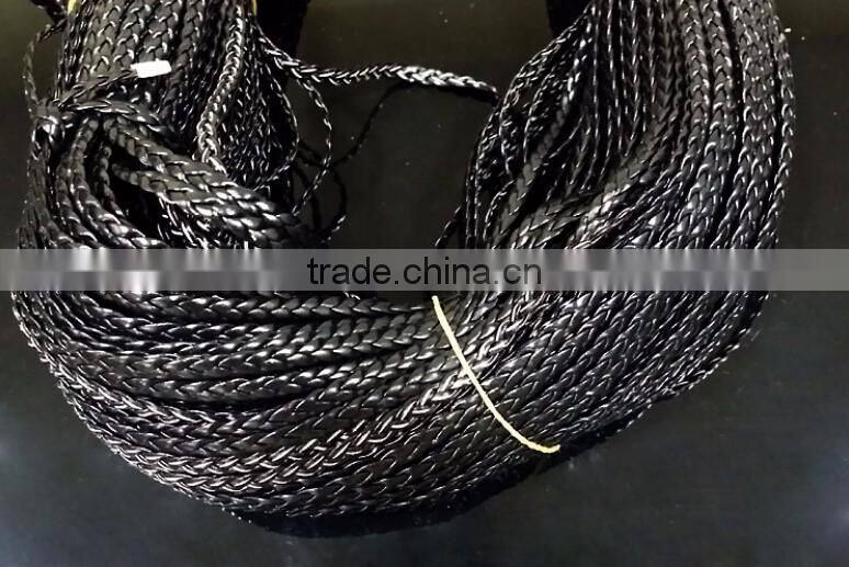 DIY jewelry wire PU leather rope color braided rope wholesale three strands braided 5mm flat leather rope (100 m / roll)