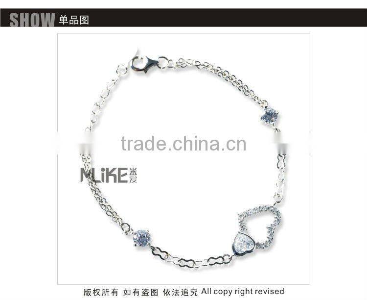 heart 925 silver bracelet with CZ stone M3001