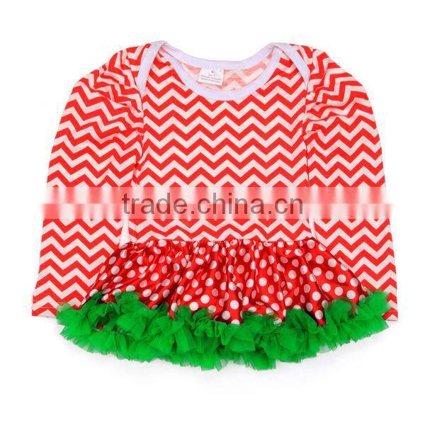 2014new style kids long sleeve dress girls smocking ruffle dress with polka dots for christmas wear wholesale baby clothes
