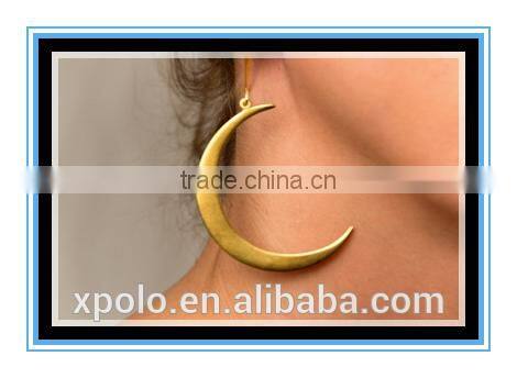 2016 new design Gold Crescent Moon Earrings Gold plated Sterling Silver Statement Earrings fall moon jewelry