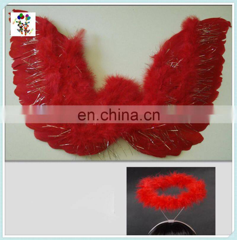 Devilish Angelic Red Fairy Mini Angel Feather Wings with Halo HPC-0863