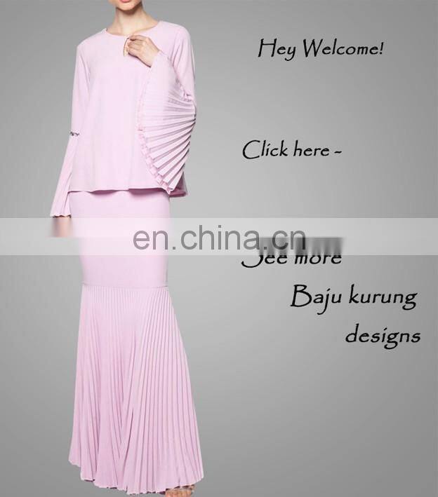 Modern Muslim Women Loose Cut Long Flared Sleevs With Ruffle Chiffon Dress Two Pieces Suits Islamic Wear For Ladies Baju Kurung