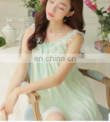 Womens Sweet Retro Palace Summer Nightdress Sleevelesss Cute White Silk Nightgowns Women Home Sleep Dress