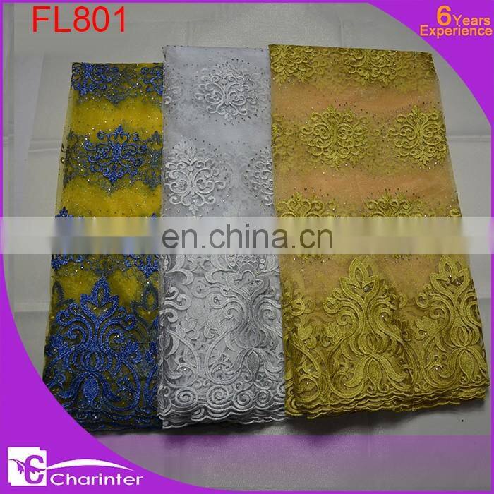 free shipping french lace embroidery swiss voile lace evening dress with stone