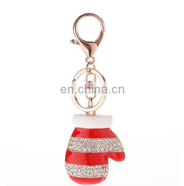 promotion christmas keychain Rhinestone Metal alloy santa claus Keychain