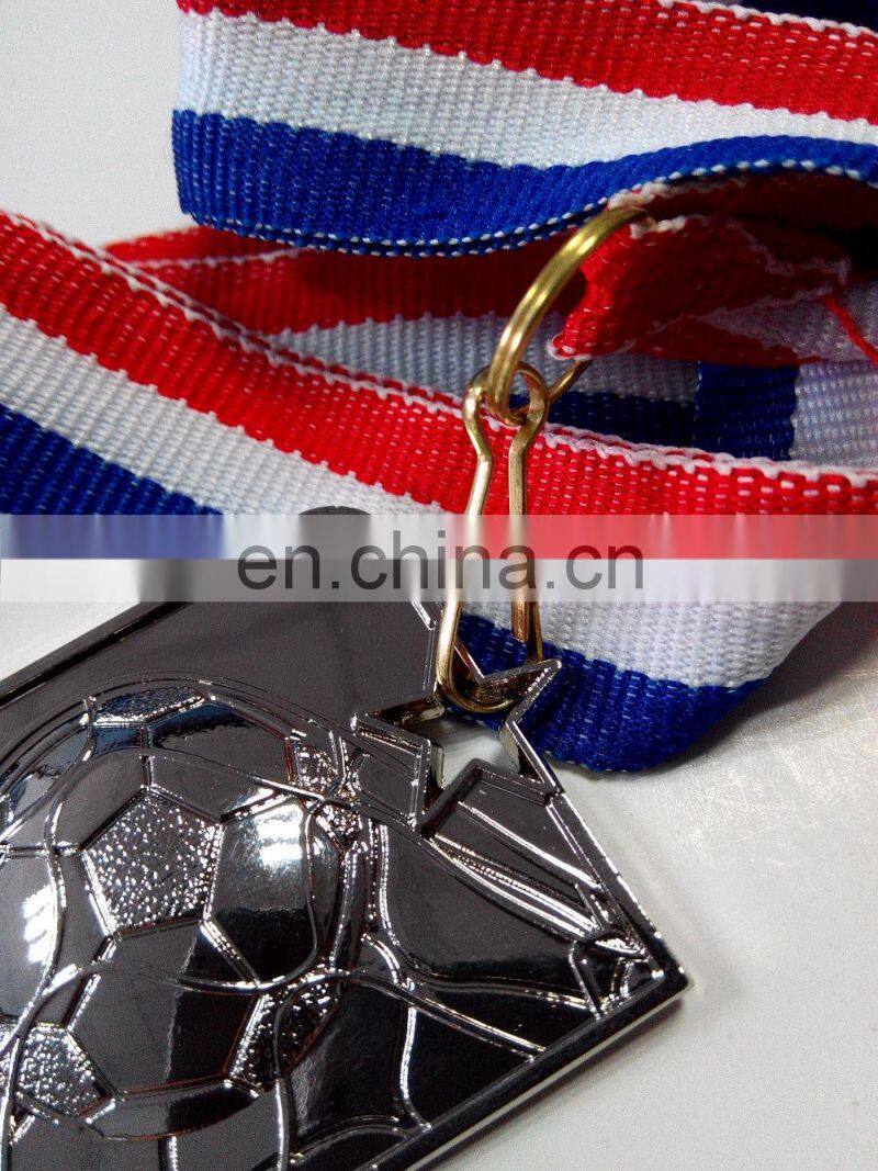 shiny silver plated custom medal for football sport event enbossed figures offered