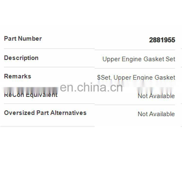 Natural Gas Engine Parts Gasket Kit 2881955