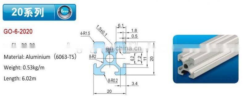 20x40 aluminium profile 6063 t66