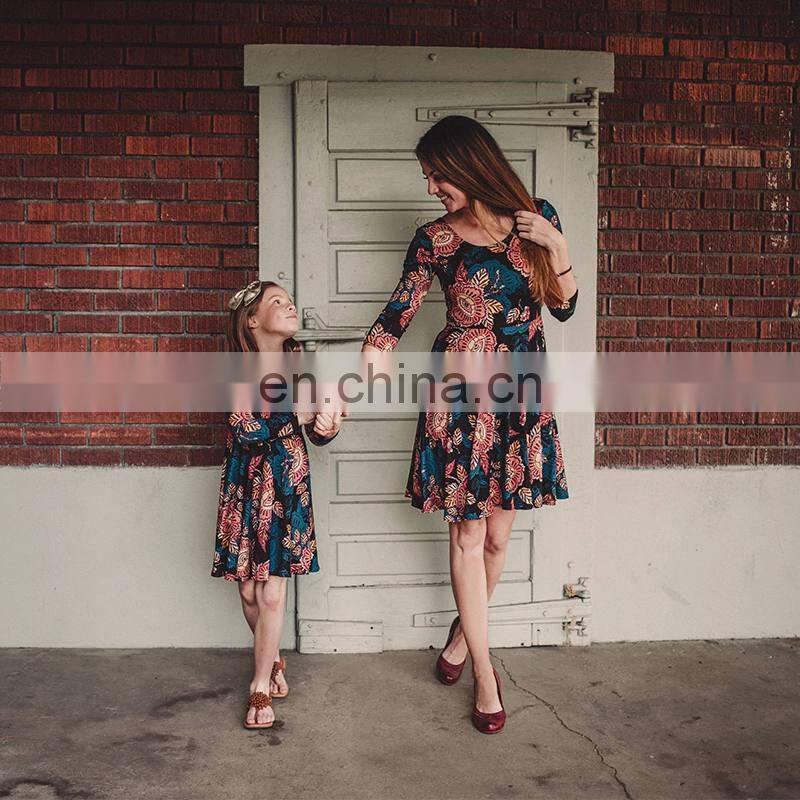 Mother daughter dresses 2019 Vintage Floral Mini Dress Mom and daughter dress Mother and daughter clothes ropa madre e hija