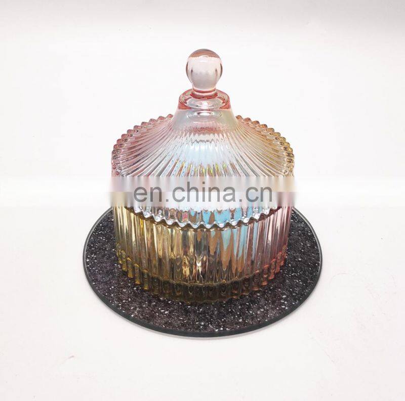 Unique design glass cup mat round mirror plate