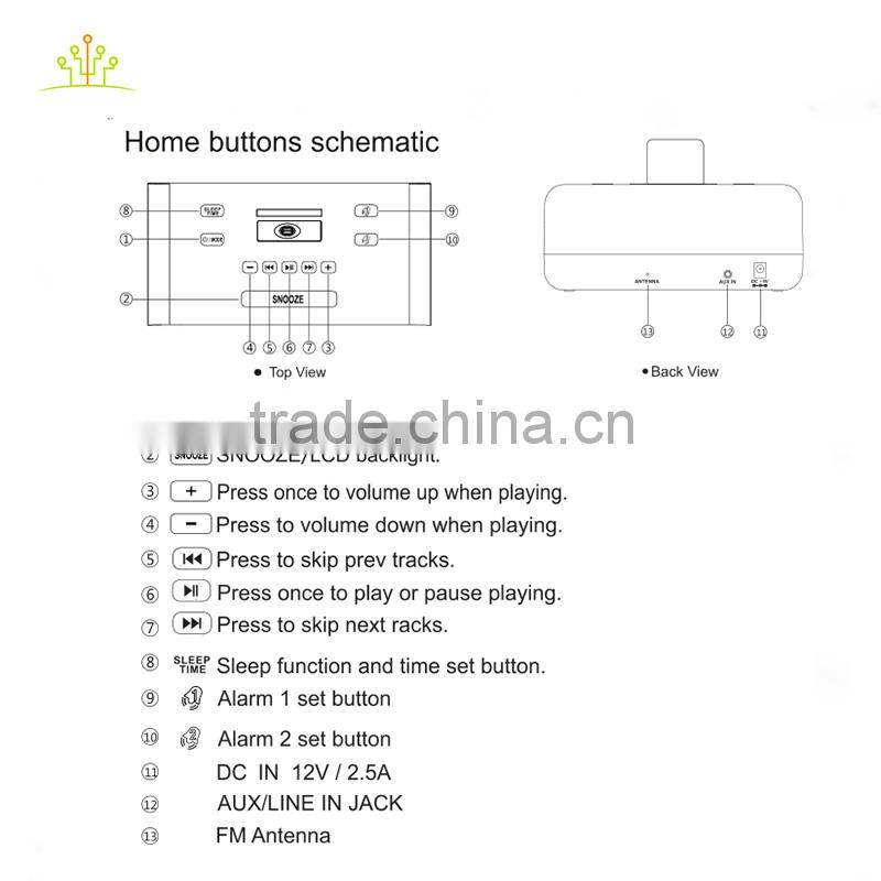 speaker /bluetooth speaker box with fm,led alarm clock