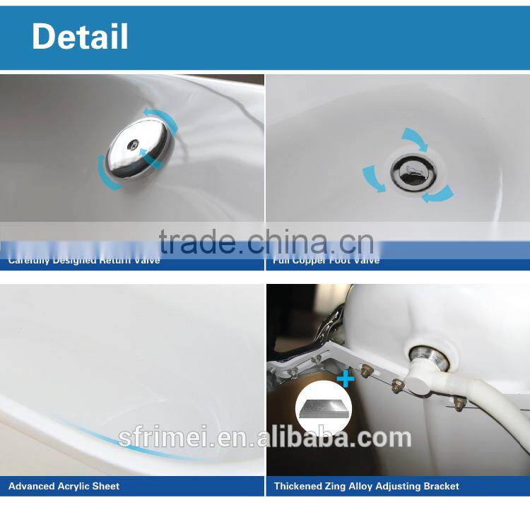 Luxurious Royal Modern Design Acrylic White Bathtub Square Small