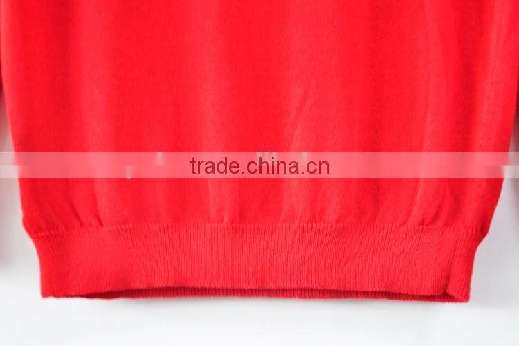 Red Lady Dots Embroidery Knitted Sweater O-Neck Women Sweaters