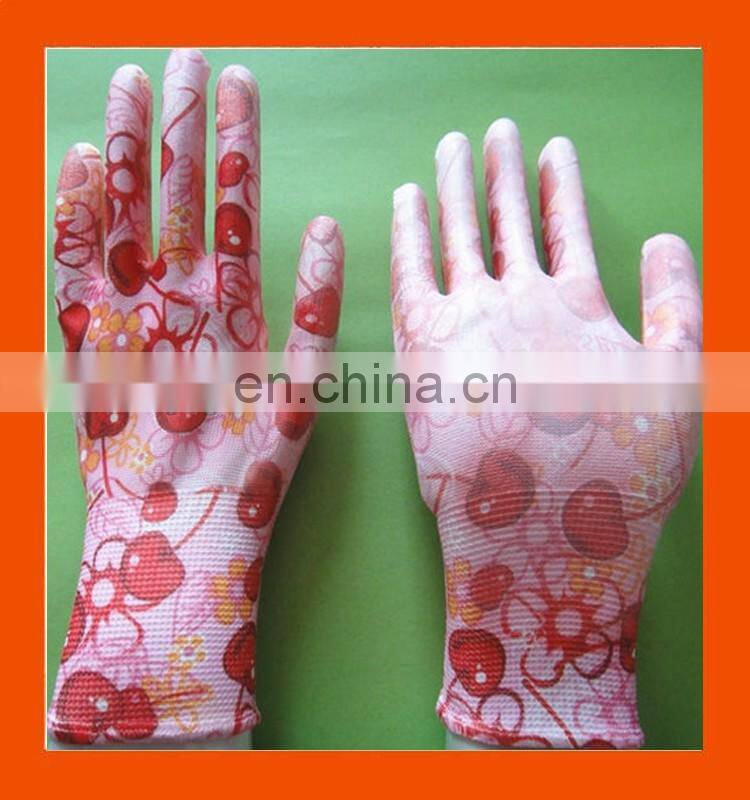 Blue orange pink gray pu coated gloves en388 4131 pu work gloves pu coating glove