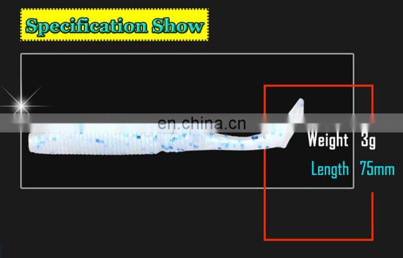 7.5cm 3g 6 pcs Per Bag Luminous T-Tail Grub Worm Fish Bait Fishing Soft Lure