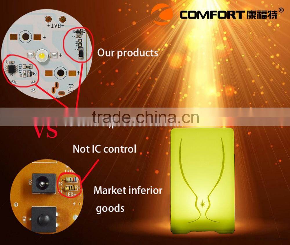 recharging colorful battery operated square led table lamp for bar