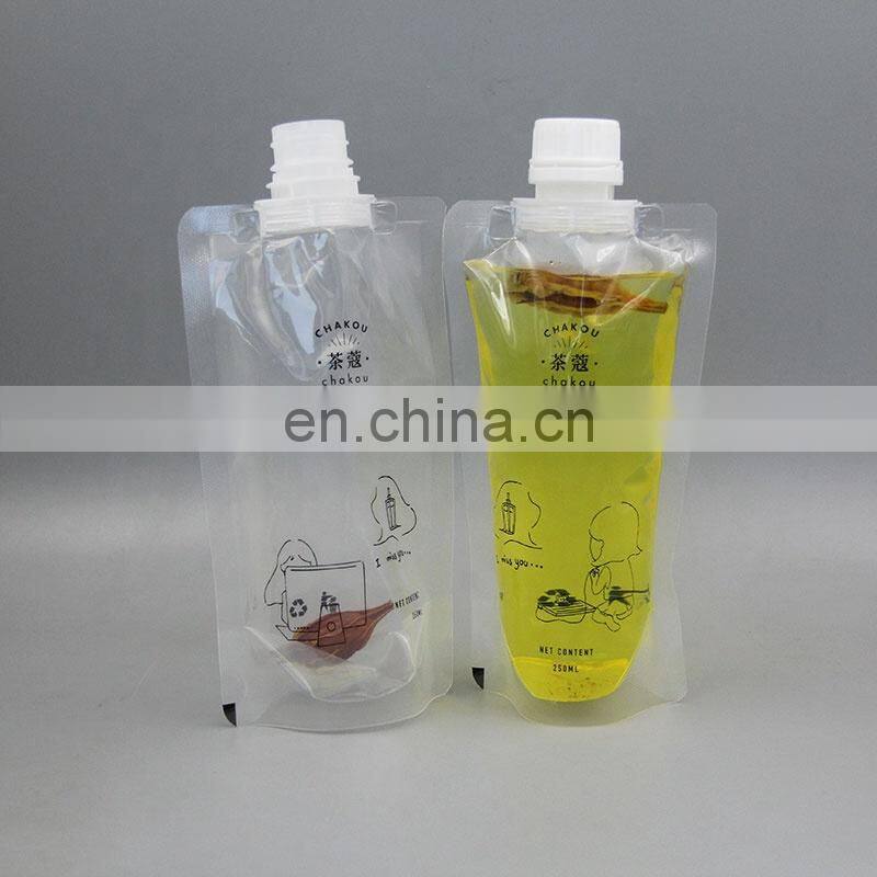 Custom print juice pouch plastic drink bag with spout
