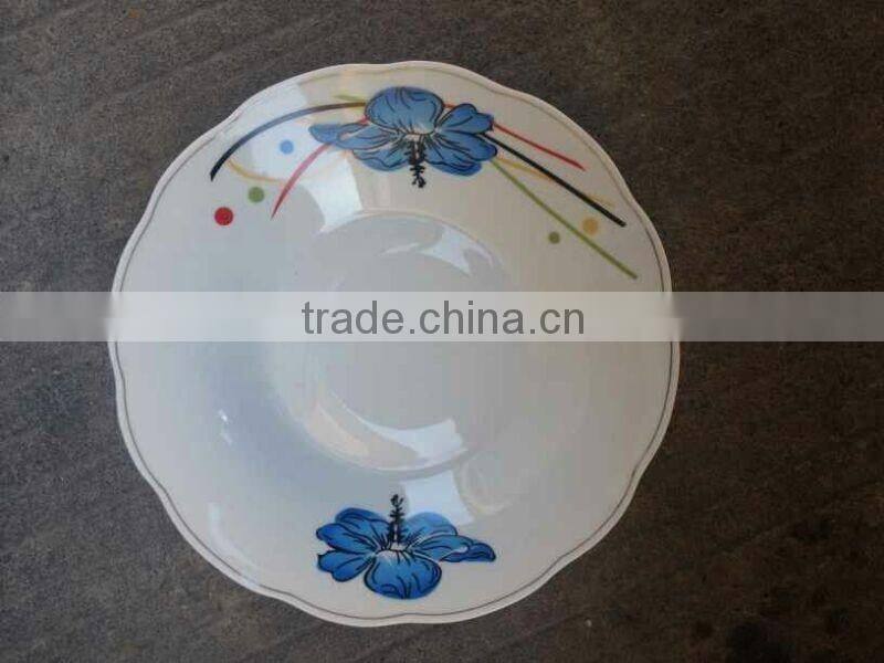 porcelain soup palte with cut edge shape supply for BANGLADESH ceramic soup palte with decal and line