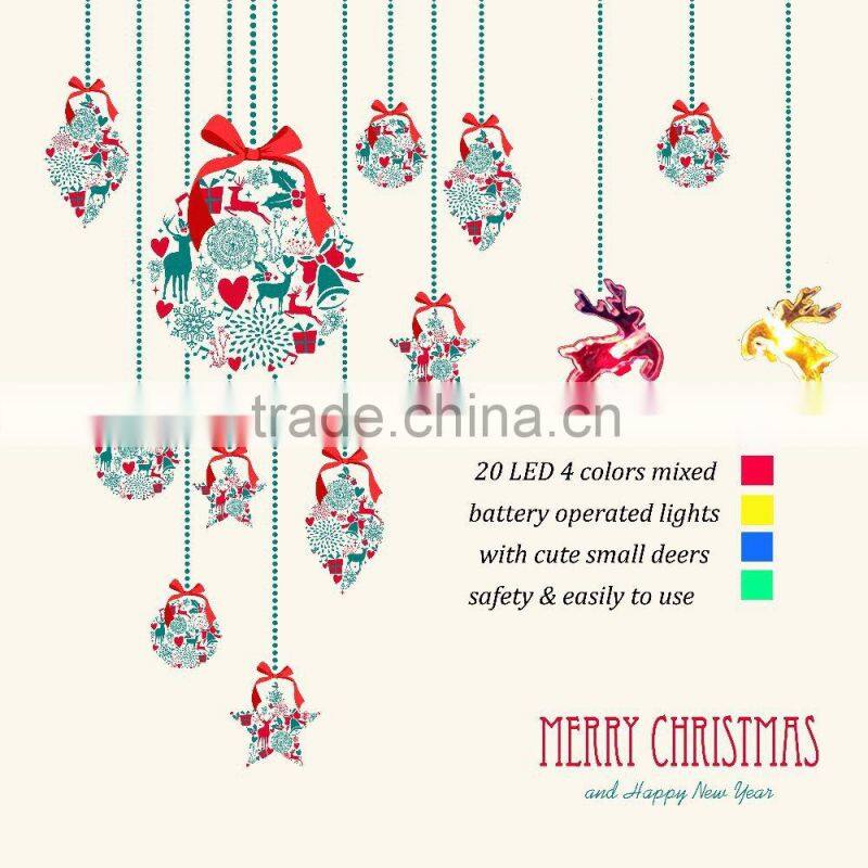 led battery operated christmas lights with christmas tree, snowflake, deers, flowers decoration china factory wholesale