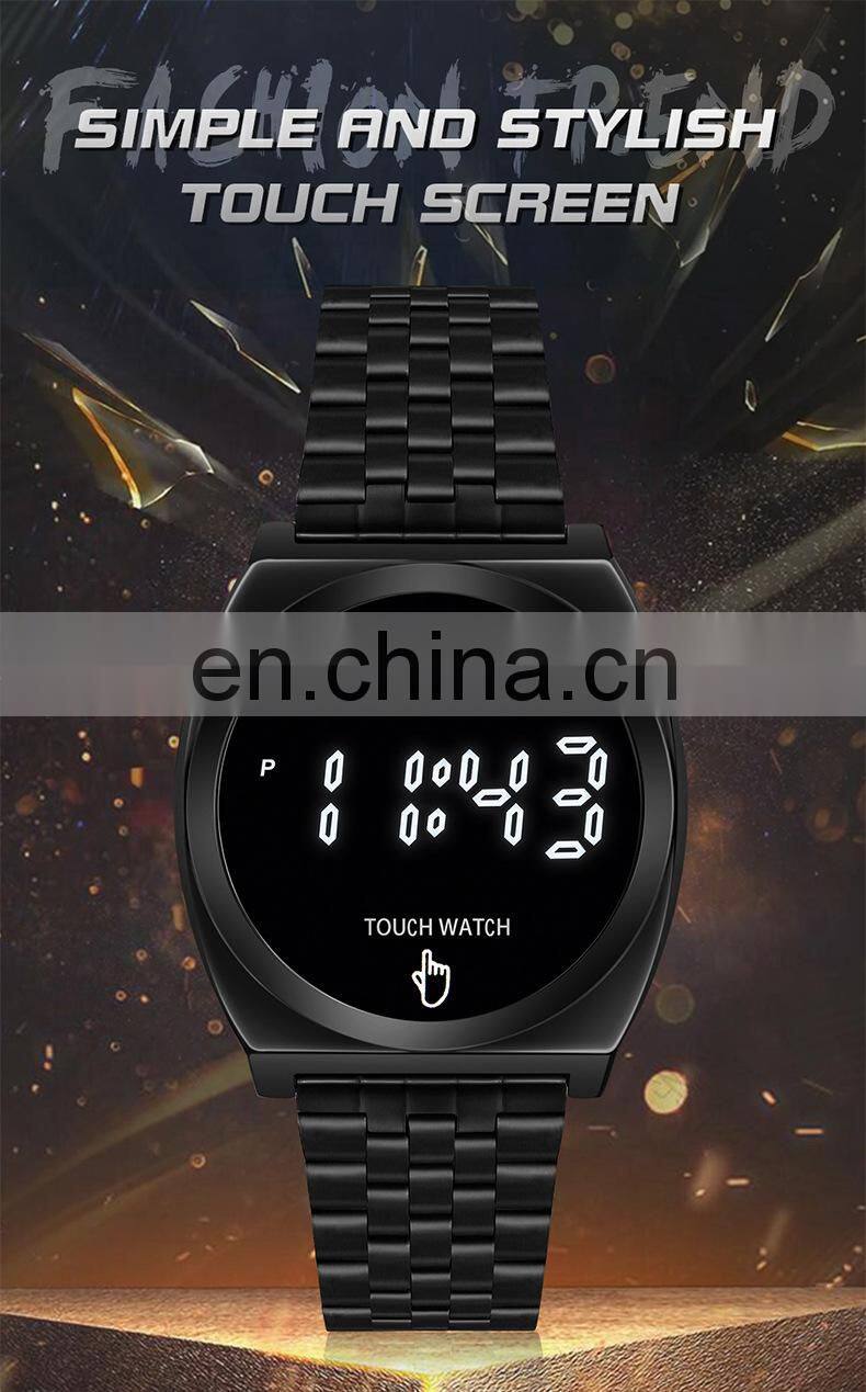 SANDA 8012 Mens Fashion Digital Business Watches Calendar Stainless Steel Week Display Back Light Wristwatch