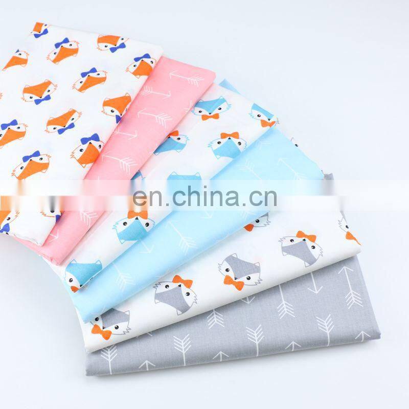 Cartoon Fox fabric Kindergarten baby cotton three-piece fabric Korean print children's arrow cotton twill fabric