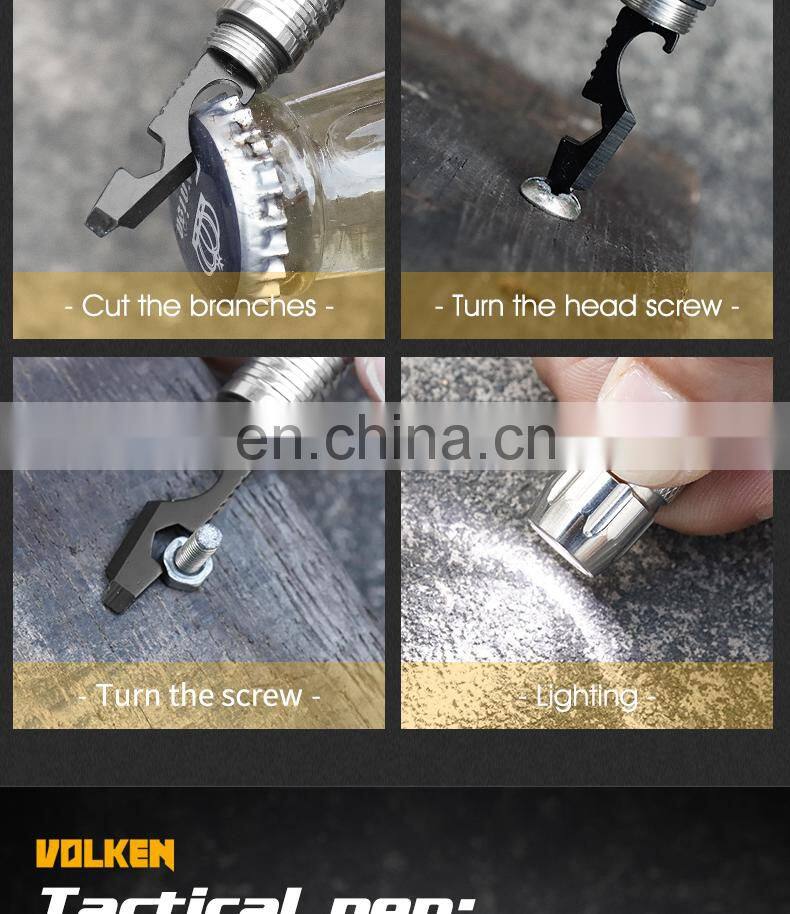 High Quality Stainless Steel with LED Lamp Outdoor Multifunctional Tactical Pen Outdoor self-defense Tool