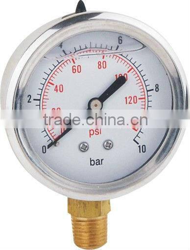 63mm 2.5" radial silicone filled manometer stainless steel case low pressure