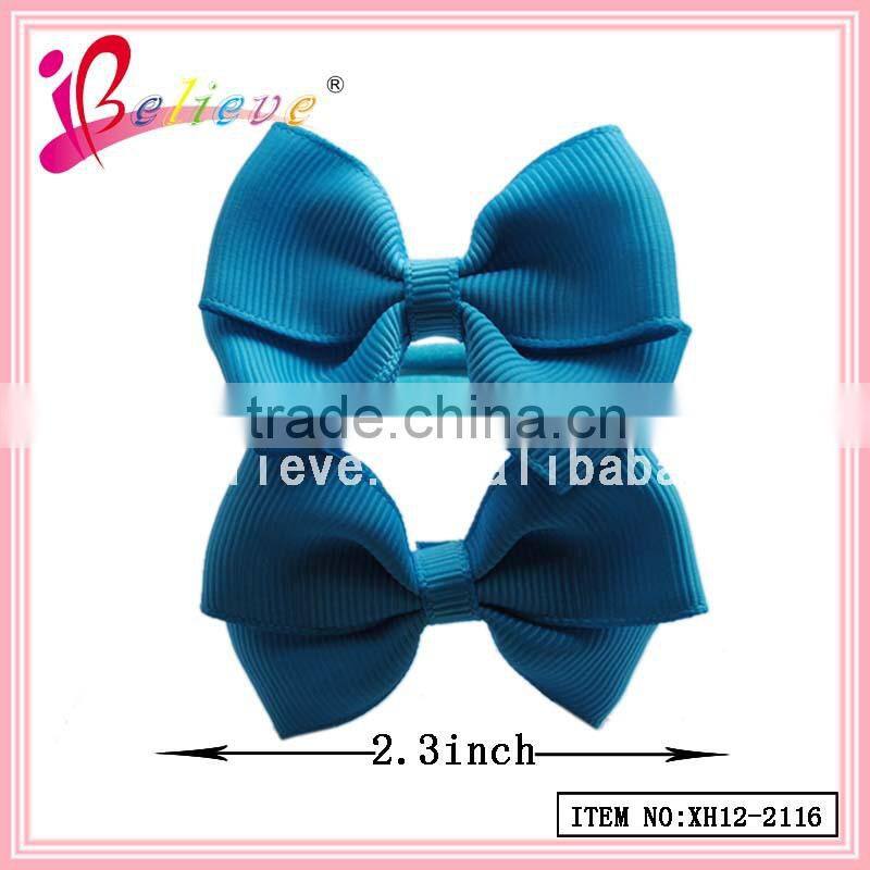 Wholesale handmade girls grosgrain ribbon bow elastic hair band