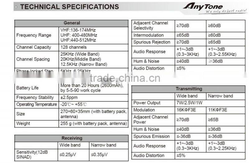 AT-898 Walkie Talkie two way radio