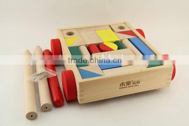 Wooden baby walker with blocks toy