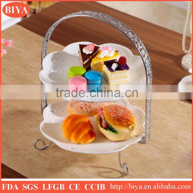 stoneware fashion 2 tier cake plate, metal cake stand,wedding cake stand
