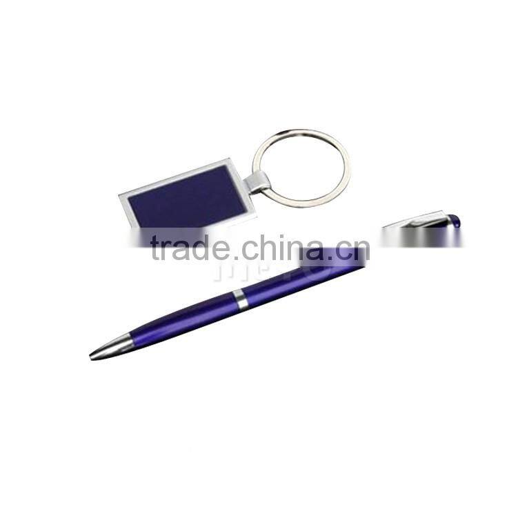 Elegant click pen ball point pen and plate key clip chain gift box