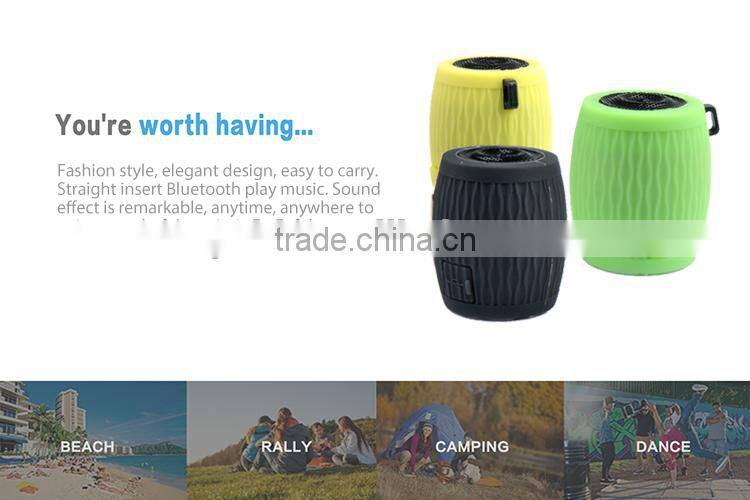 Drum Design Portable Wearable Wireless Outdoor Mini Bluetooth Speaker with Silicon materials and Hook