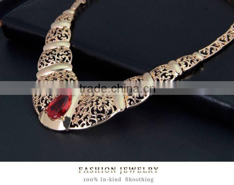 New Fashion Women African Jewelry Sets Gold Plated Alloy Wedding Necklace Sets