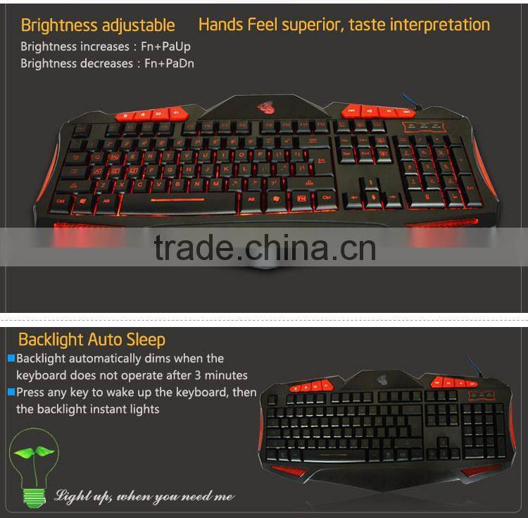 Wired 3 color Gaming Keyboard led/Backlight USB Professional Gaming Keyboard