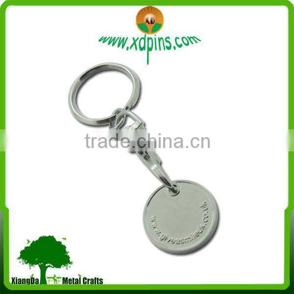 metal brand name keychain/ custom iron coin keychain