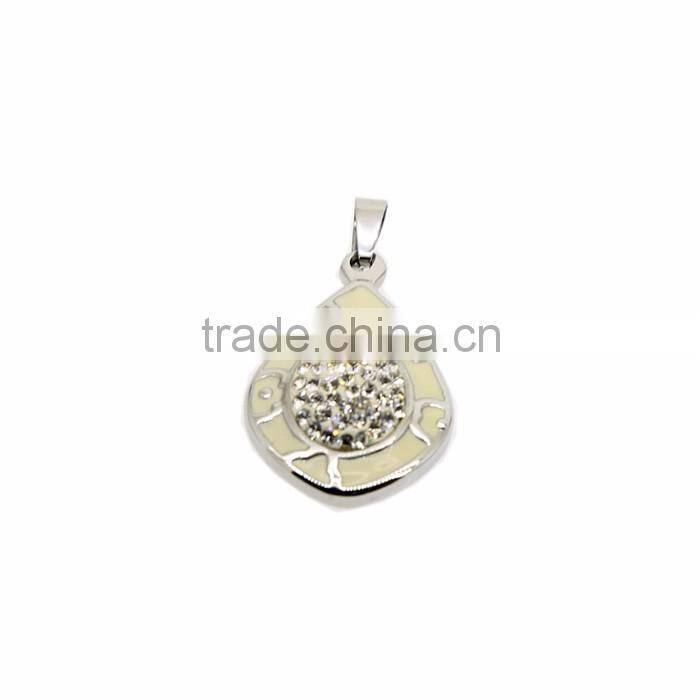 Factory Direct Price 2016 Latest Design With Logo Enamel Black Stainless Steel Pendant With Rhinestone