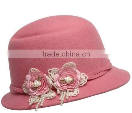 wool felt hats with lace butterfly for kids