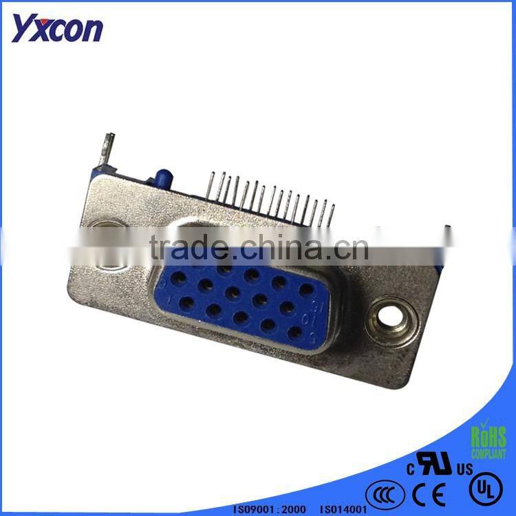 D-SUB connector three row with locating pegs blue color HDR connector