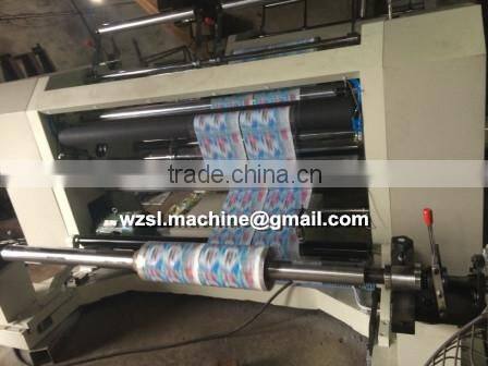 WFQ-1100B PLC control 3 motor high speed horizontal type plastic film roll slitting and rewinder machine