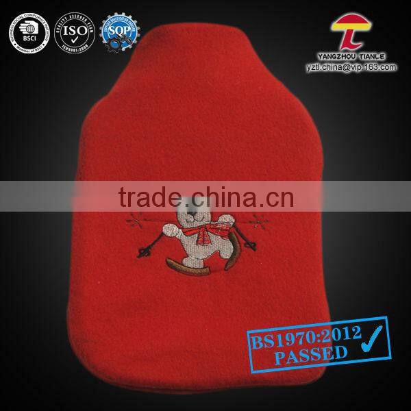 2000ML red with bear fleece hot water bottle cover