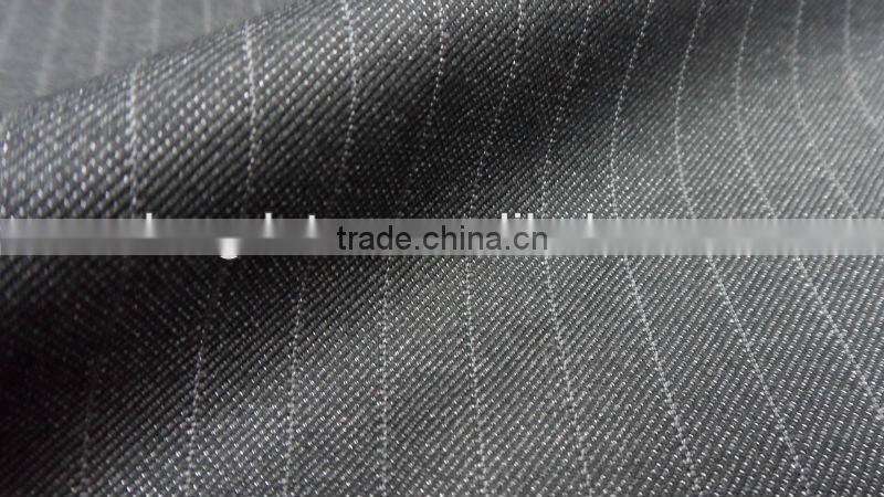 Heighted wool touch Gray stripe fabric