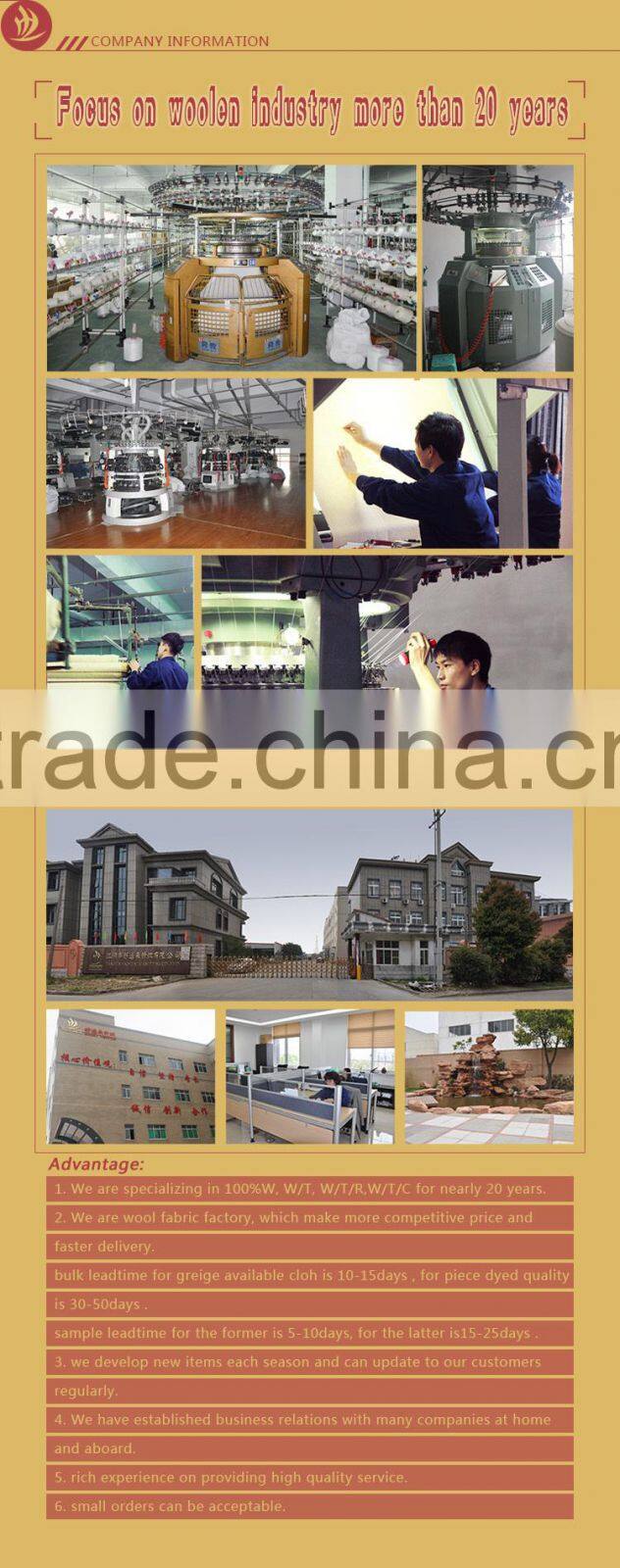 Poly wool fabric for overcoat or suits