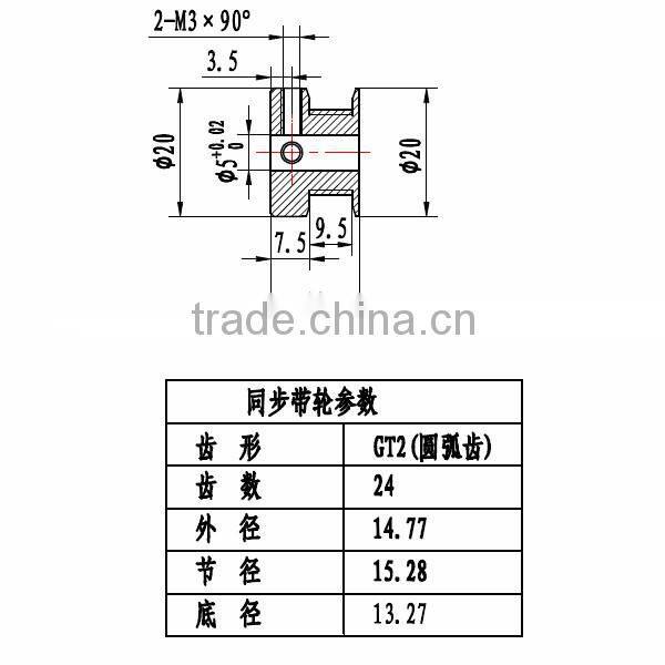 GT2 Timing Pulley,5mm Bore, 24Teeth, for 9mm belt