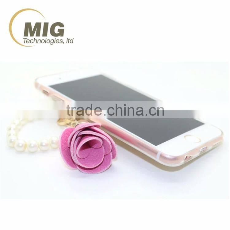 NEW transparent tpu and pc phone case For apple iphone 6S with ring and luxury pearl rose Mobile phone case For apple iphone 6