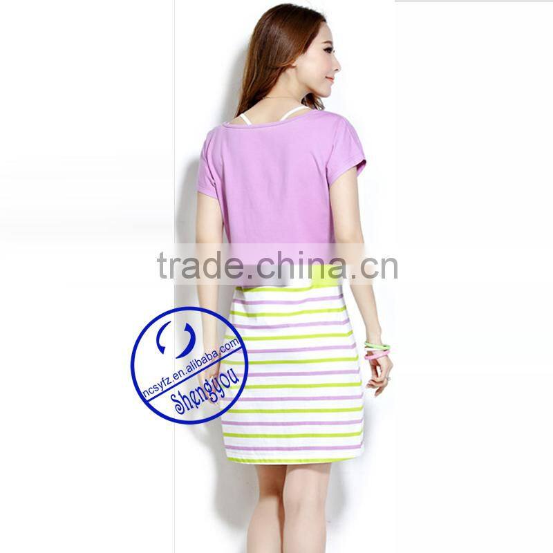 Custom wholesale cotton woman casual printed dress